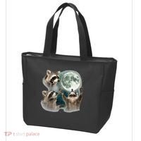 Raccoon 3 Racoons Howling At Moon Funny Weird Cursed Tote Bag thumb 3