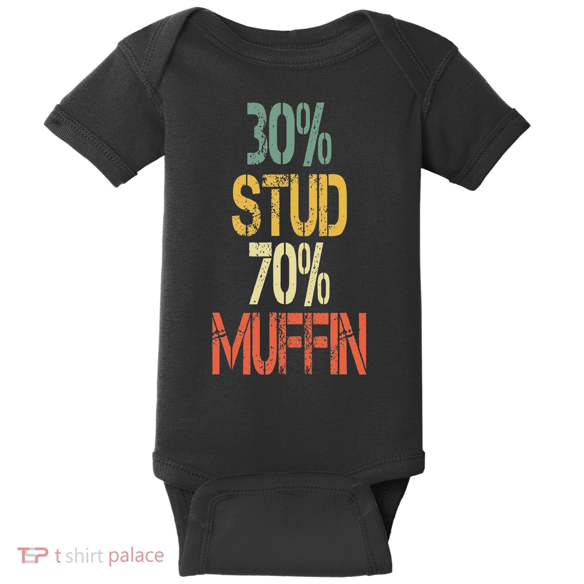 Retro 30 Stud 70 Muffin Sarcasm Dad Bod Figure Baby Bodysuit