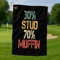 Retro 30 Stud 70 Muffin Sarcasm Dad Bod Figure Golf Towel thumb 1