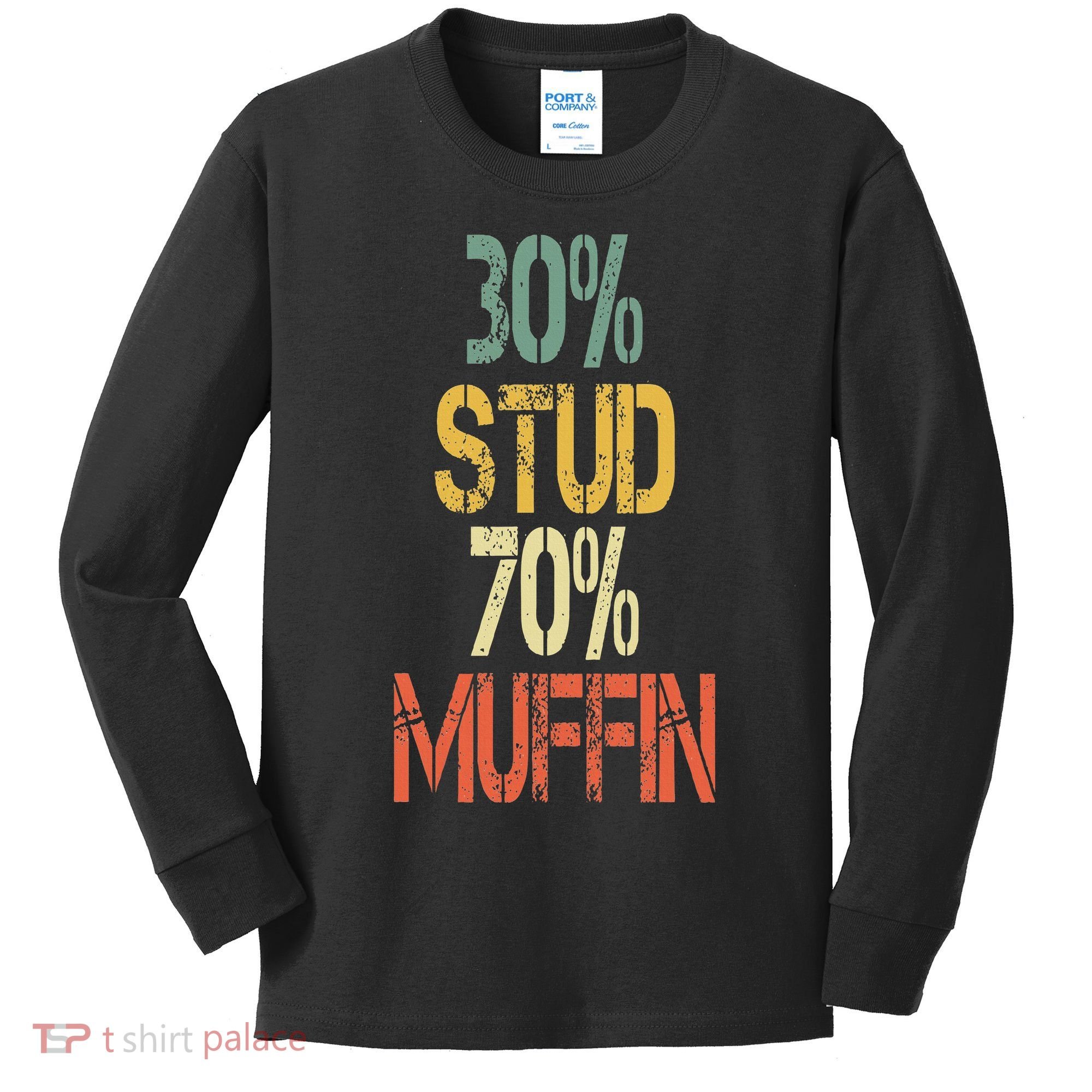 Retro 30 Stud 70 Muffin Sarcasm Dad Bod Figure Kids Long Sleeve Shirt