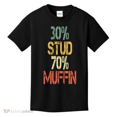 Retro 30 Stud 70 Muffin Sarcasm Dad Bod Figure Kids T-Shirt