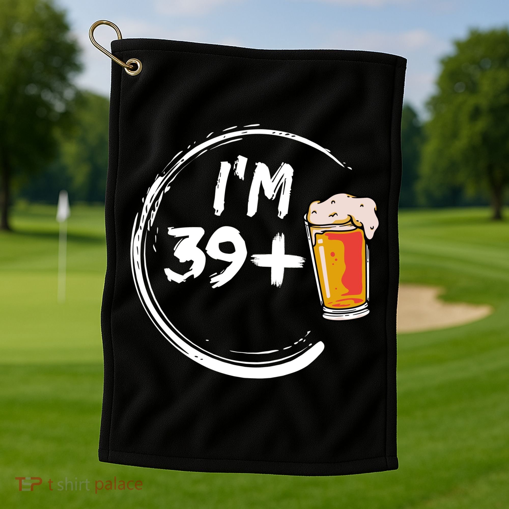 Retro 40th Birthday Beer Lover Golf Towel