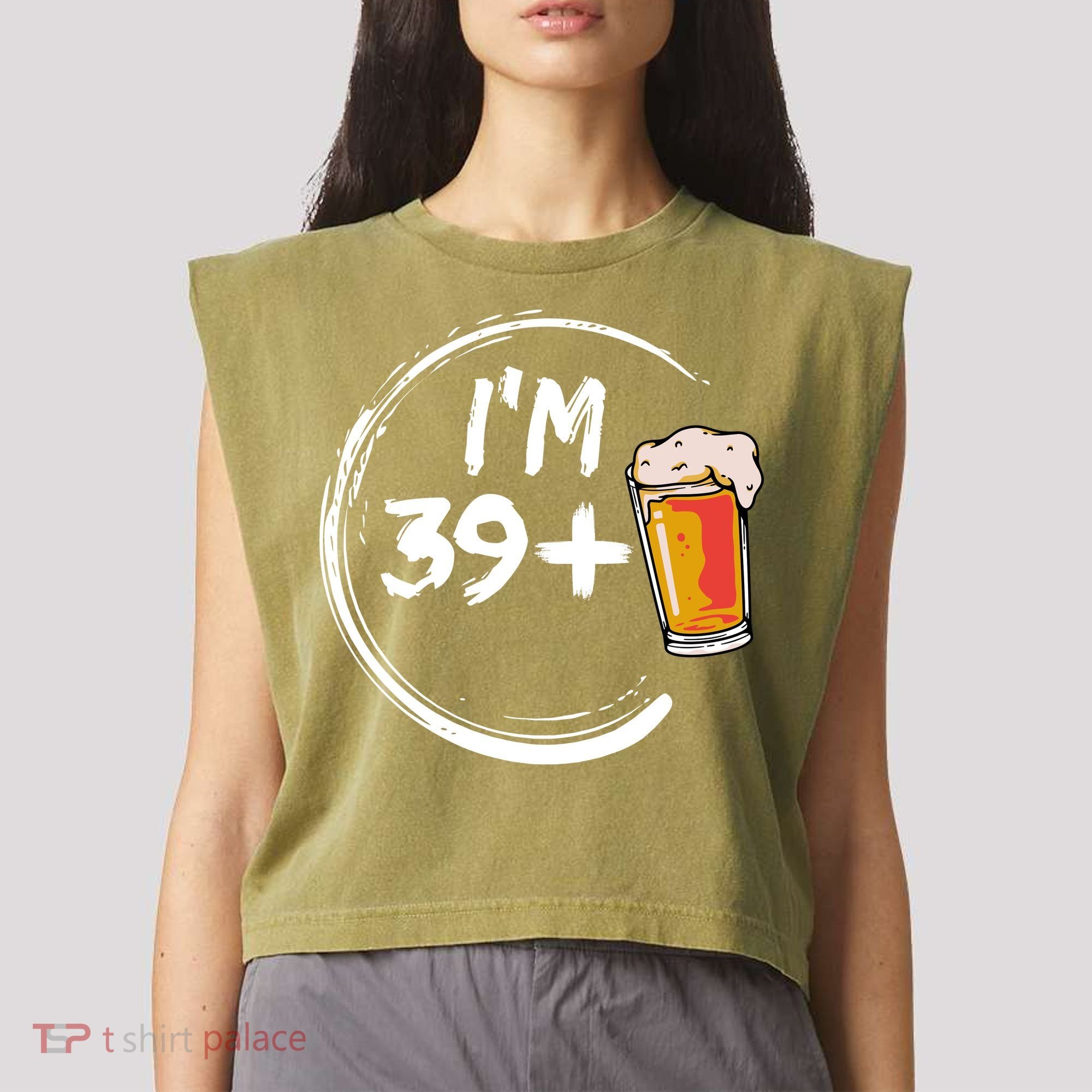 Retro 40th Birthday Beer Lover Garment-Dyed Women's Muscle Tee
