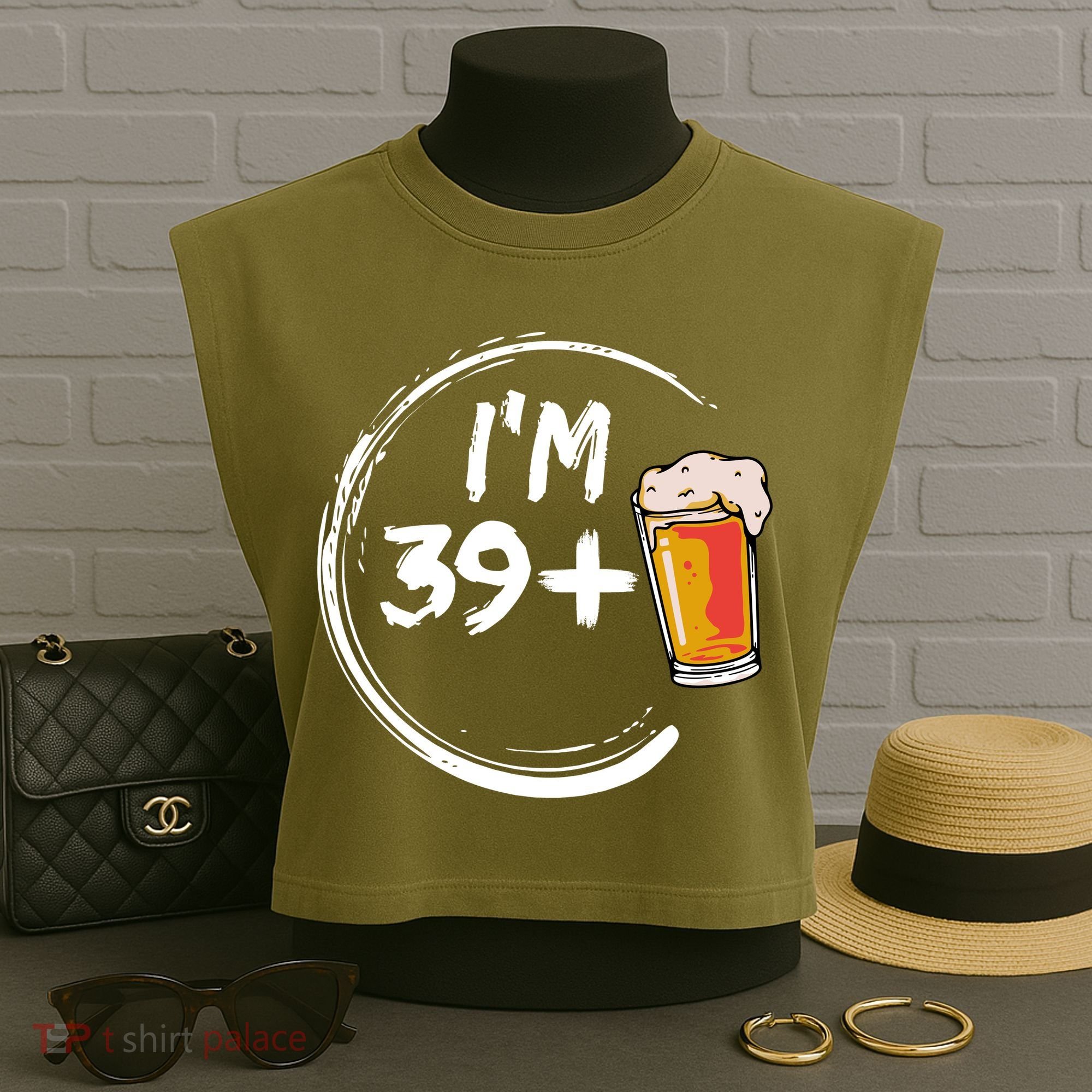 Retro 40th Birthday Beer Lover Garment-Dyed Women's Muscle Tee