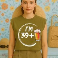 Retro 40th Birthday Beer Lover Garment-Dyed Women's Muscle Tee thumb 4