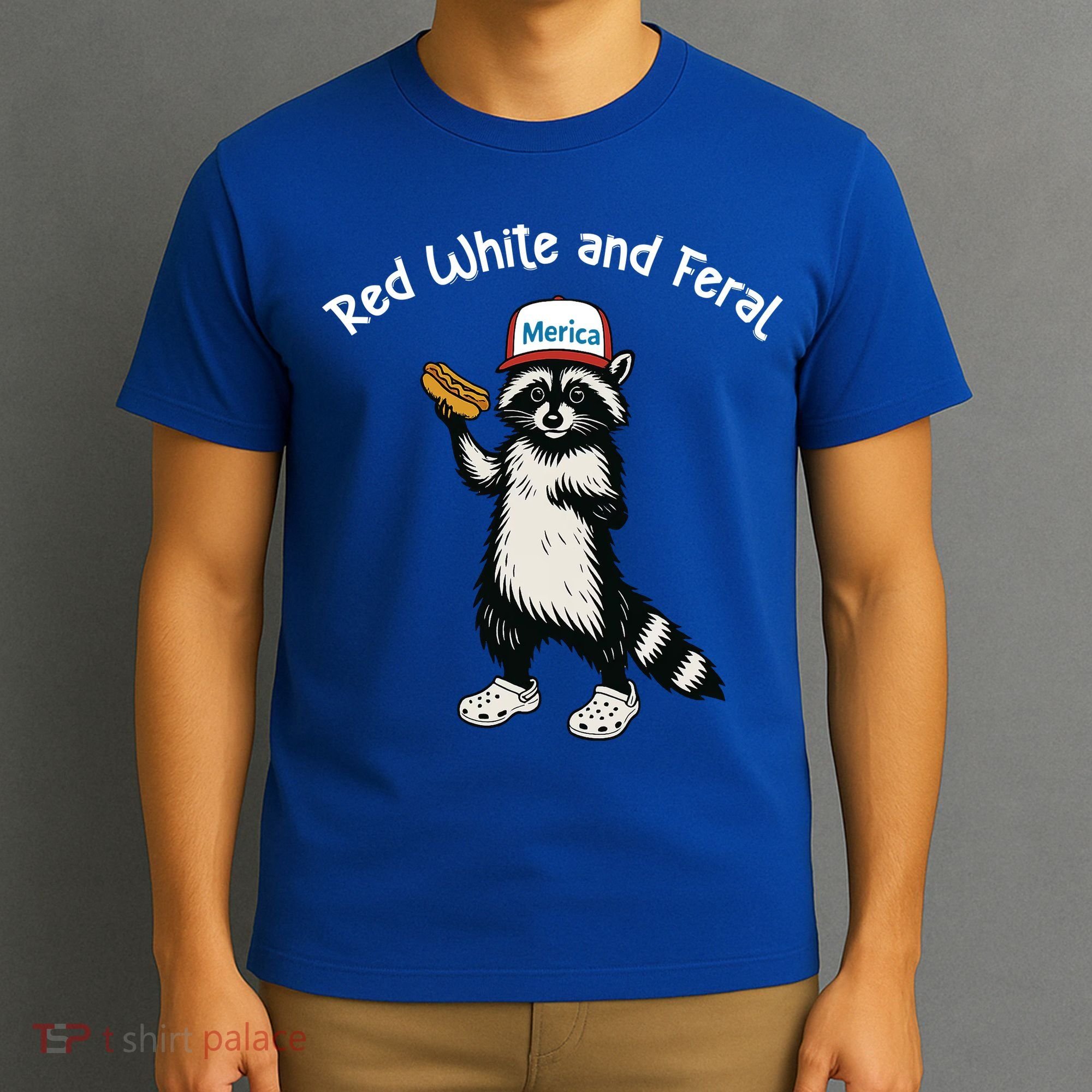 Raccoon 4th Of July Patriotic Funny Cute Red White And Feral T-Shirt