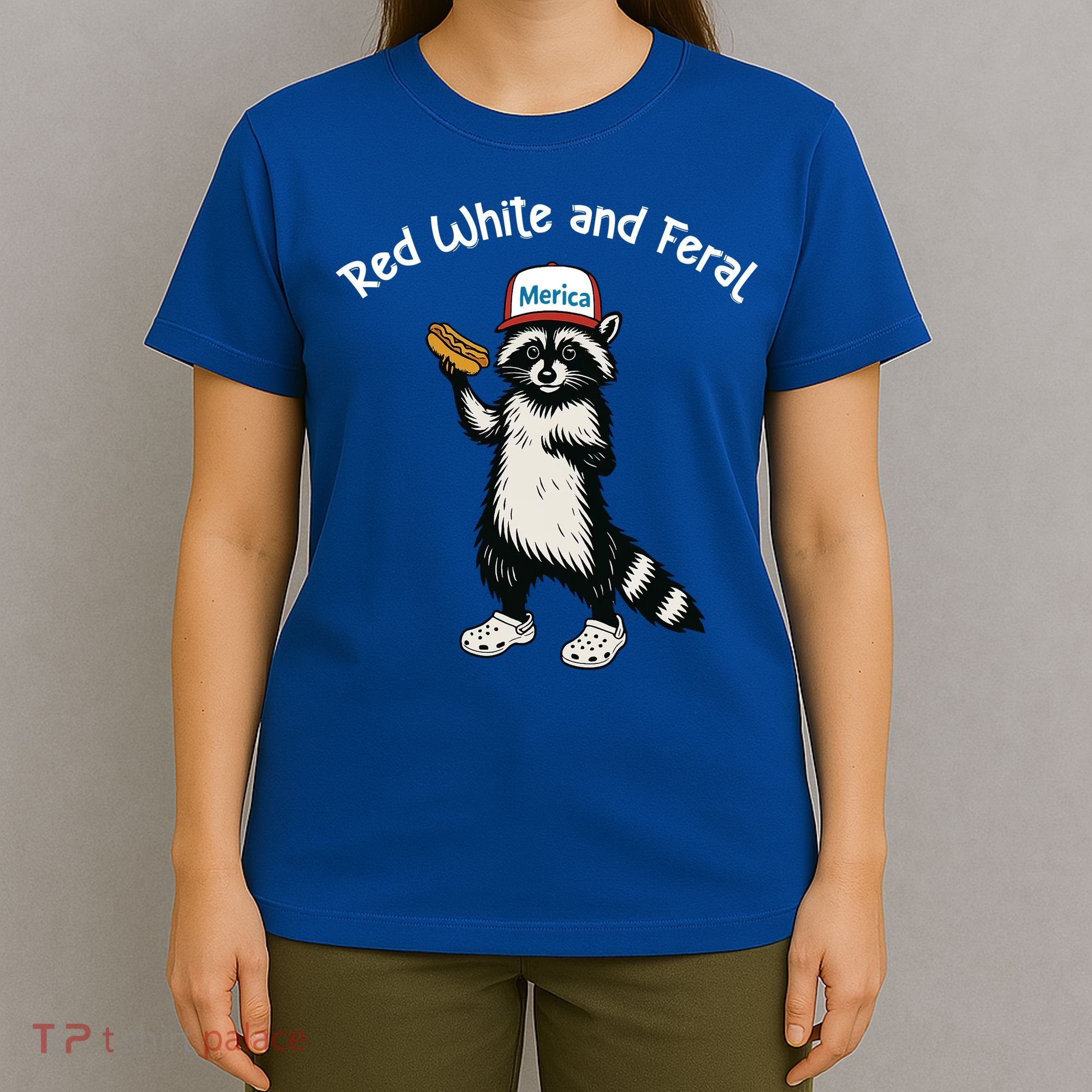 Raccoon 4th Of July Patriotic Funny Cute Red White And Feral T-Shirt