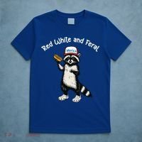 Raccoon 4th Of July Patriotic Funny Cute Red White And Feral T-Shirt thumb 5