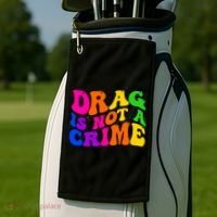 Retro 60's Drag Is Not A Crime Golf Towel thumb 2