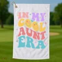 Retro 60s Hippie In My Cool Aunt Era Golf Towel thumb 1