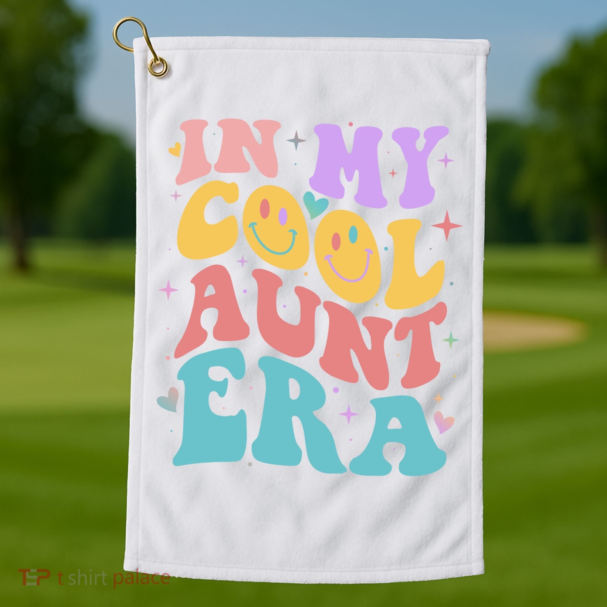 Retro 60s Hippie In My Cool Aunt Era Golf Towel