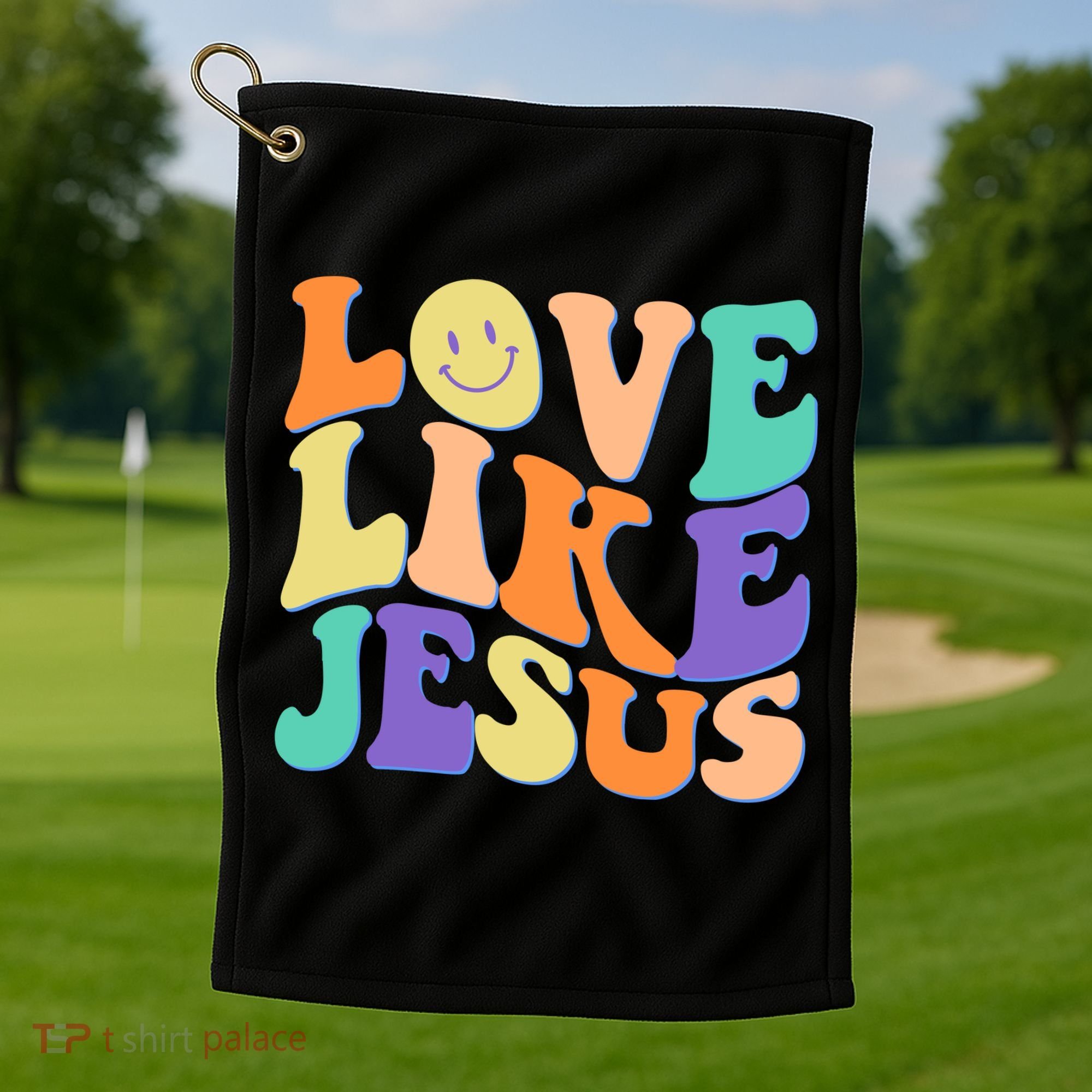 Retro 60s Love Like Jesus Golf Towel