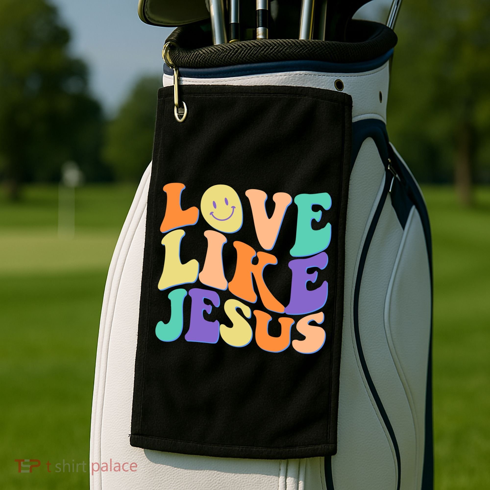 Retro 60s Love Like Jesus Golf Towel