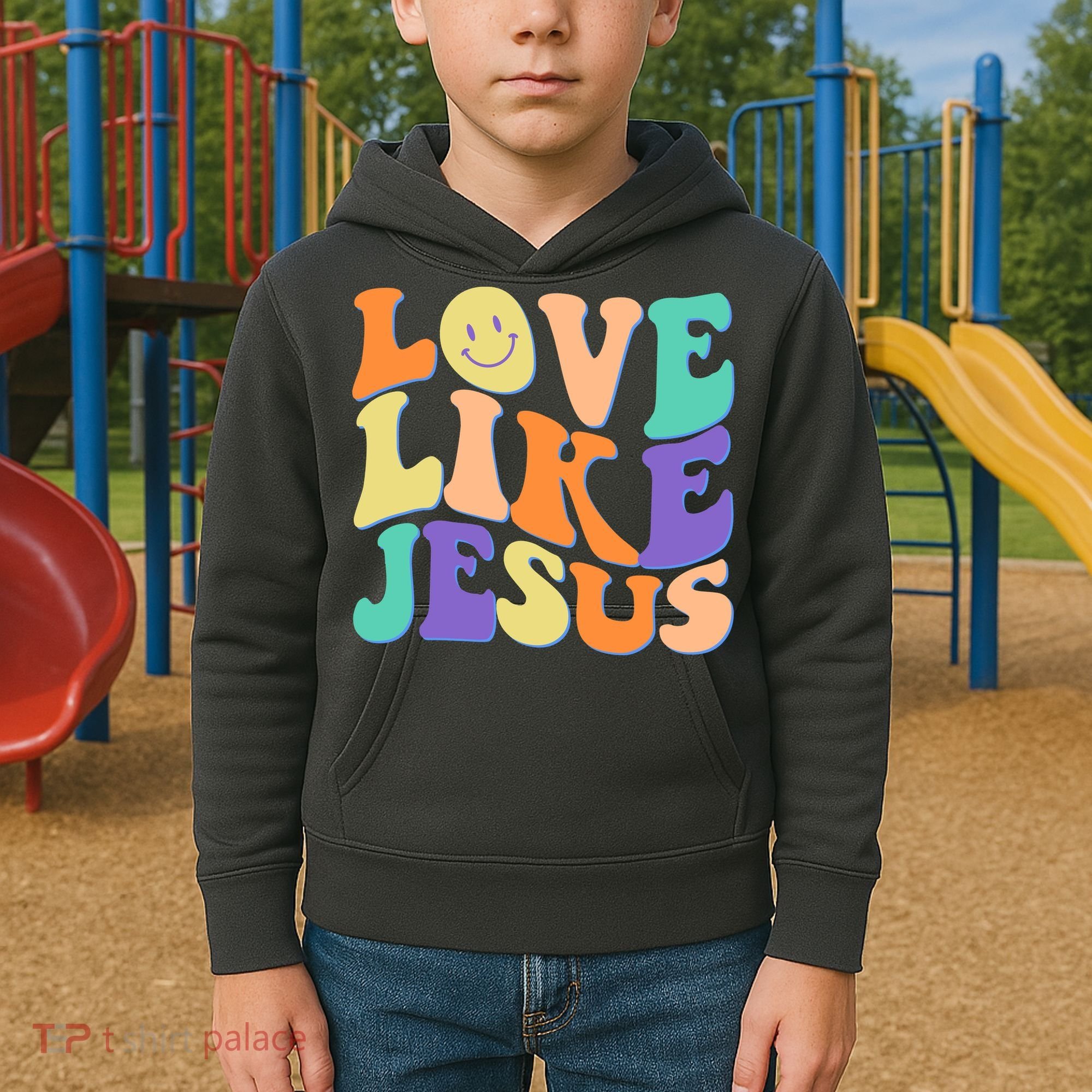 Retro 60s Love Like Jesus Kids Hoodie