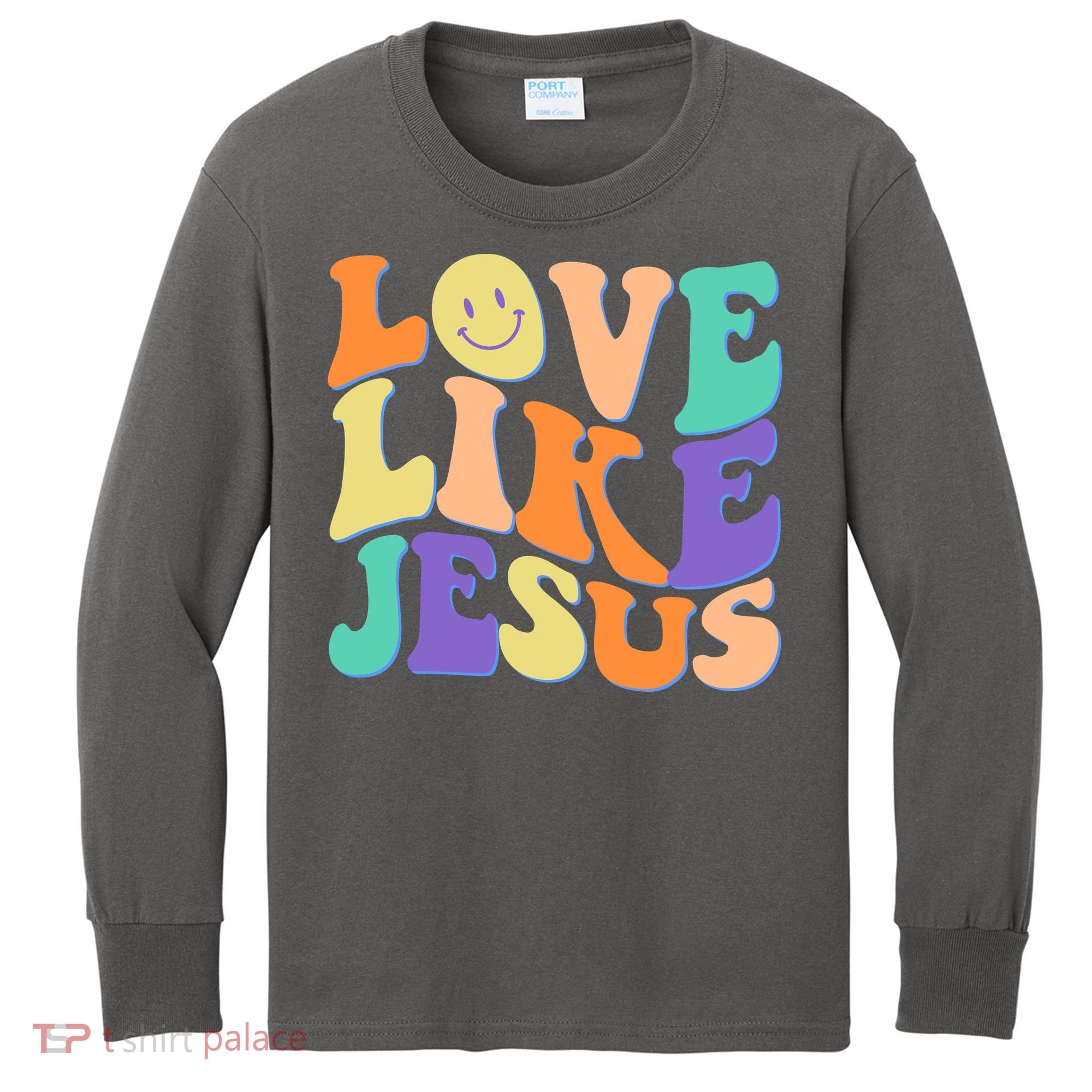 Retro 60s Love Like Jesus Kids Long Sleeve Shirt
