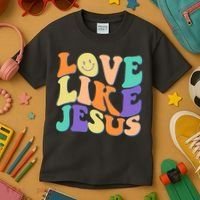 Retro 60s Love Like Jesus Kids T-Shirt thumb 3