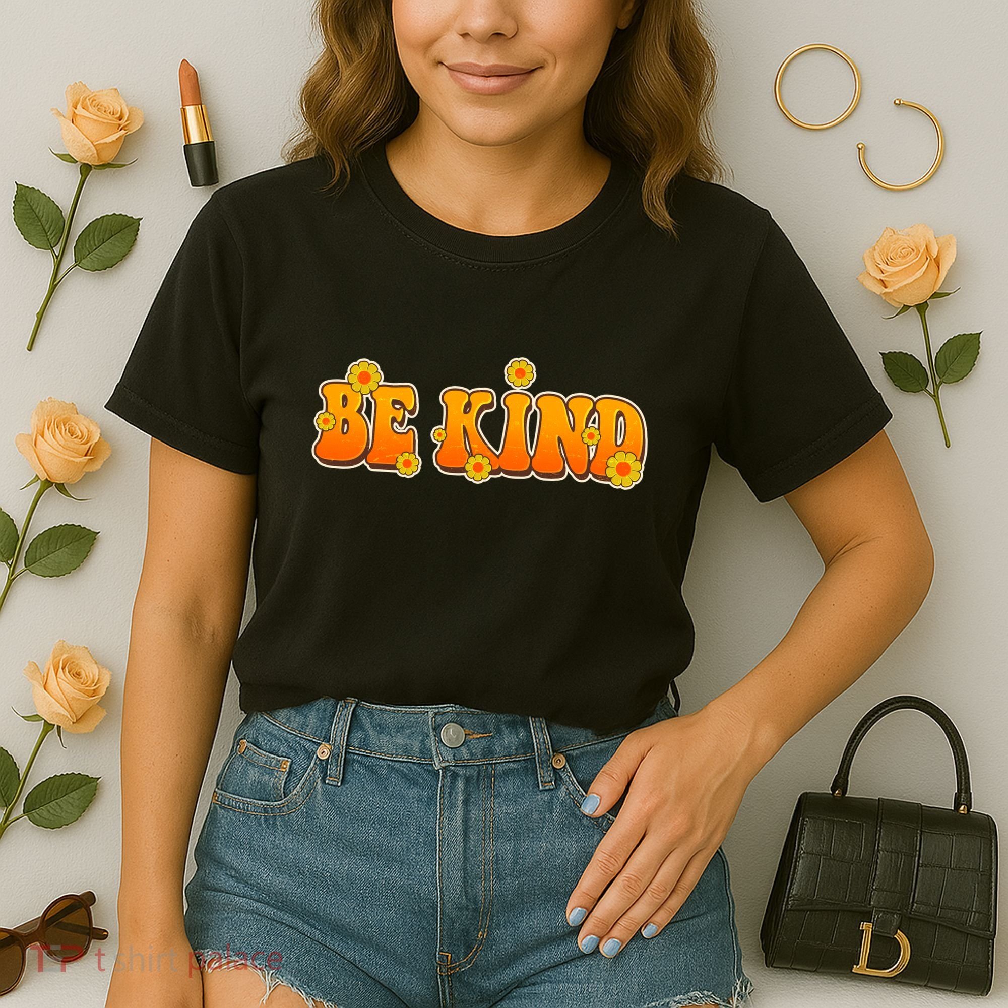 Retro 60s Sixties Flower Power Be Kind Wear Orange Comfort Colors Boxy T-Shirt