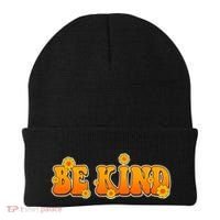 Retro 60s Sixties Flower Power Be Kind Wear Orange Beanie thumb 0