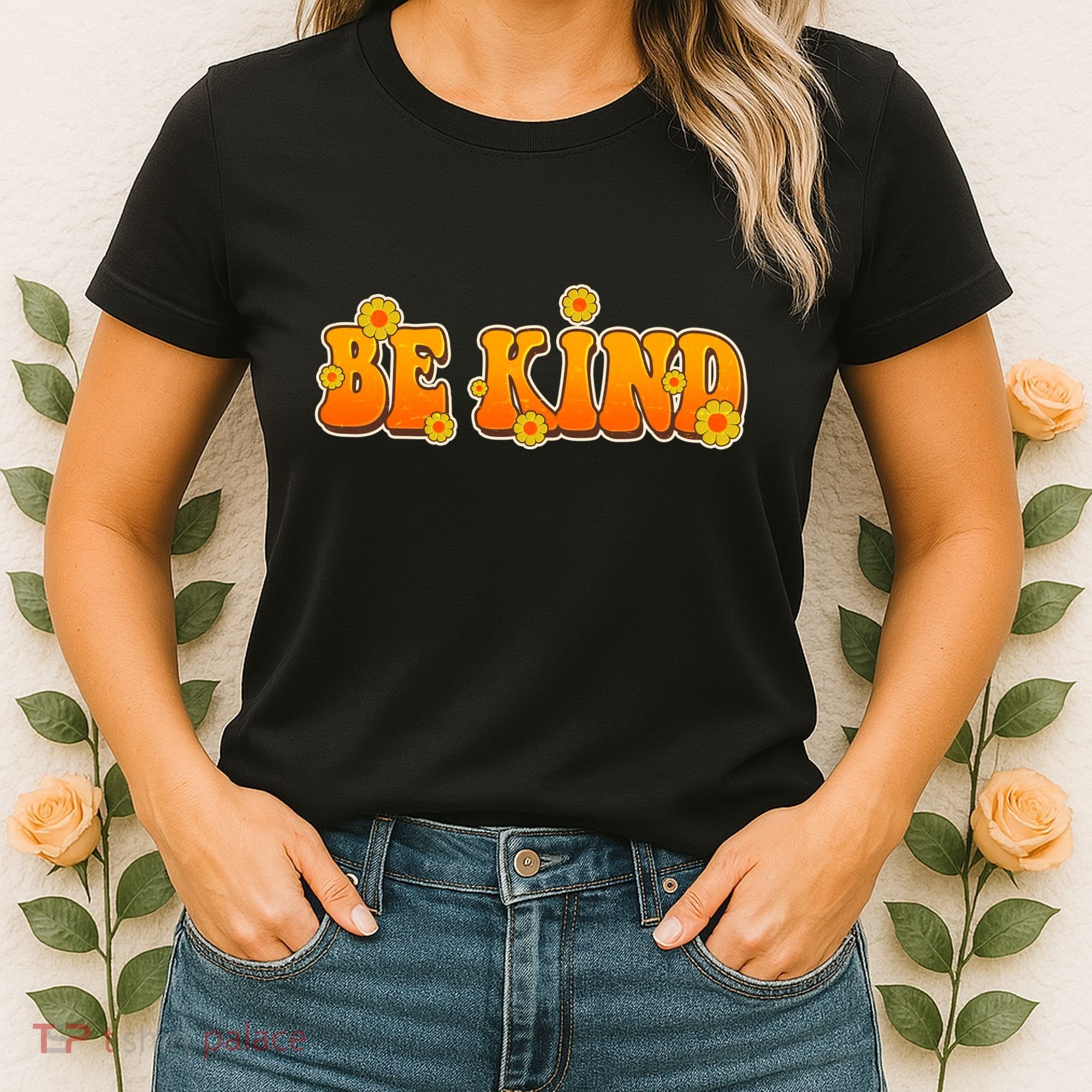 Retro 60s Sixties Flower Power Be Kind Wear Orange Women's T-Shirt