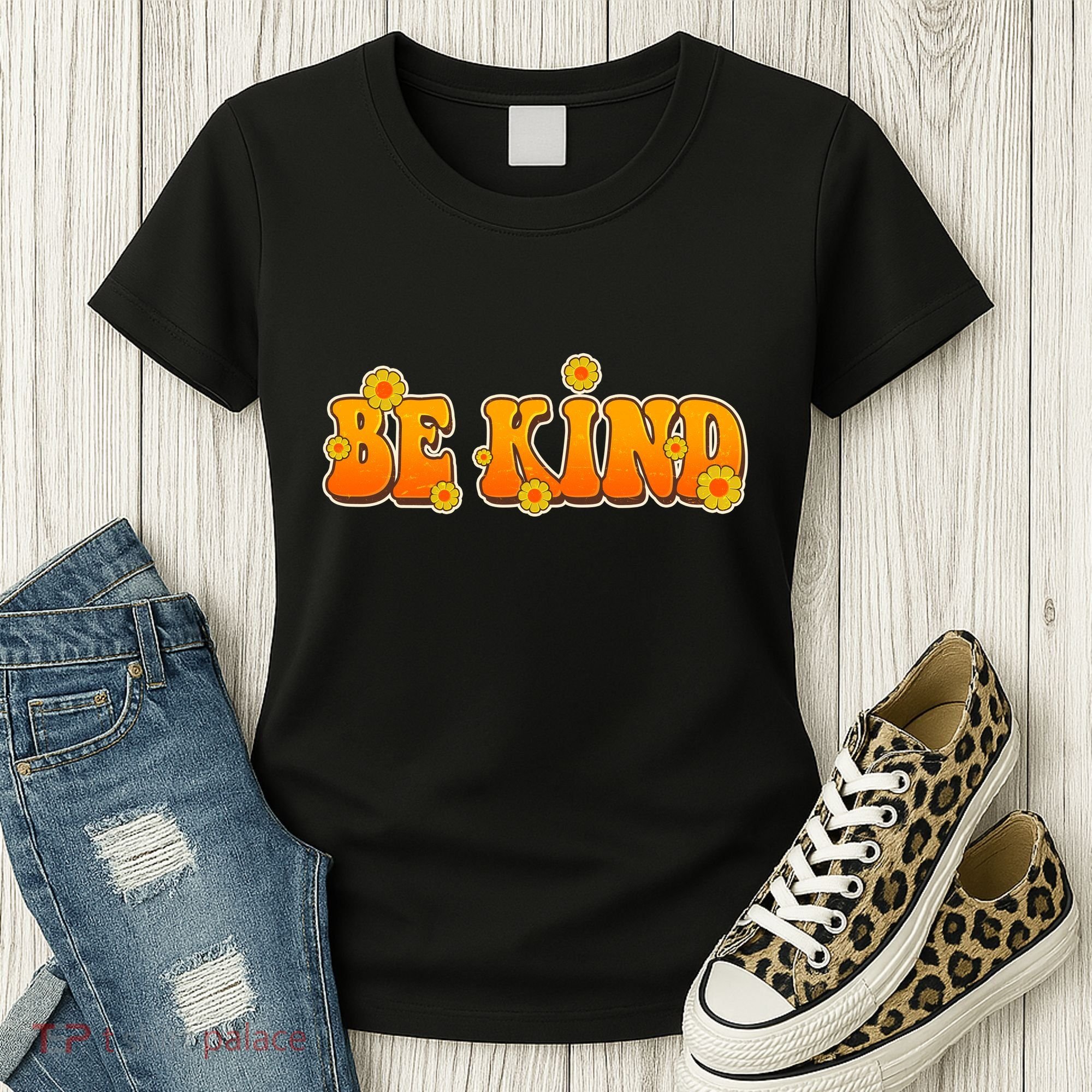 Retro 60s Sixties Flower Power Be Kind Wear Orange Women's T-Shirt