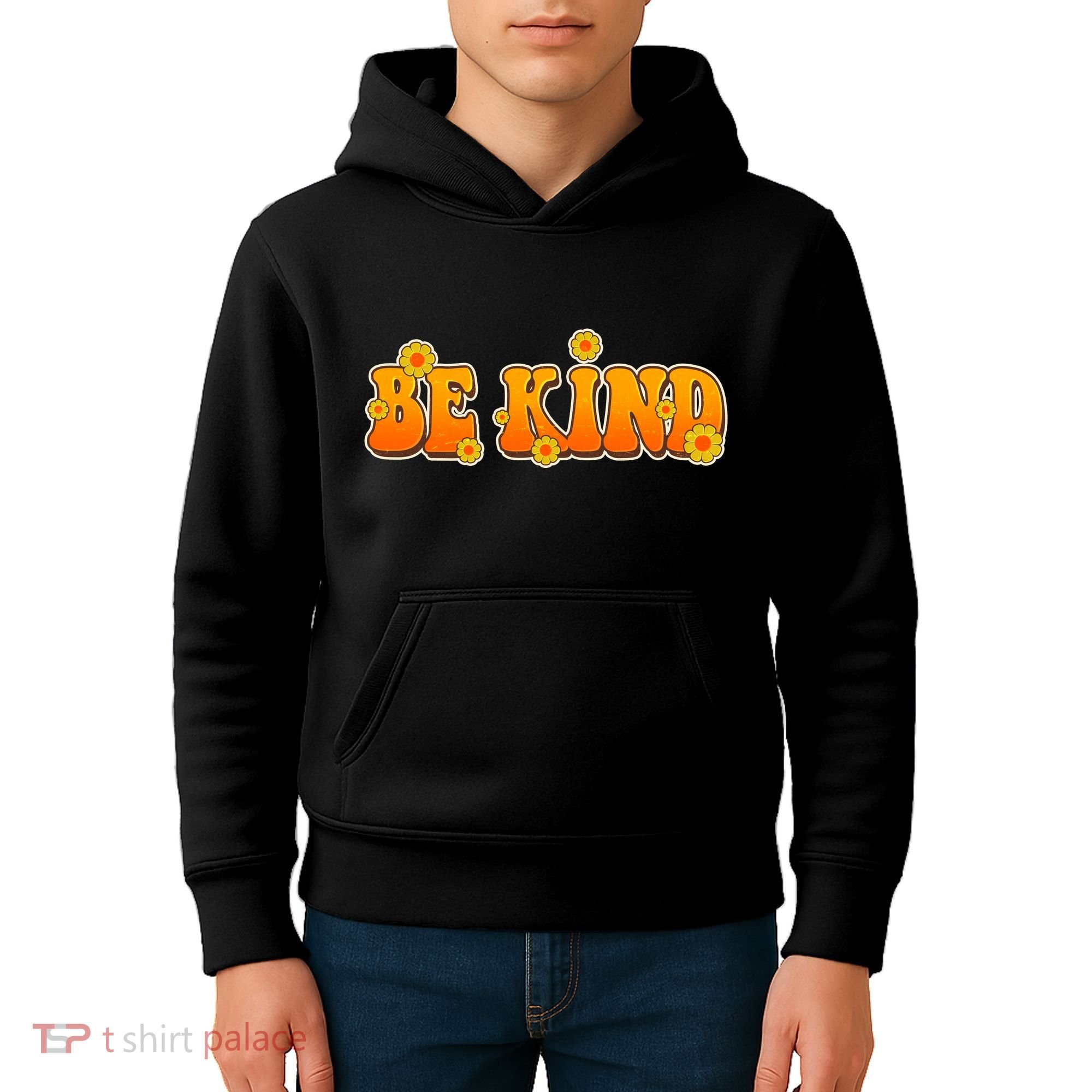 Retro 60s Sixties Flower Power Be Kind Wear Orange Kids Hoodie