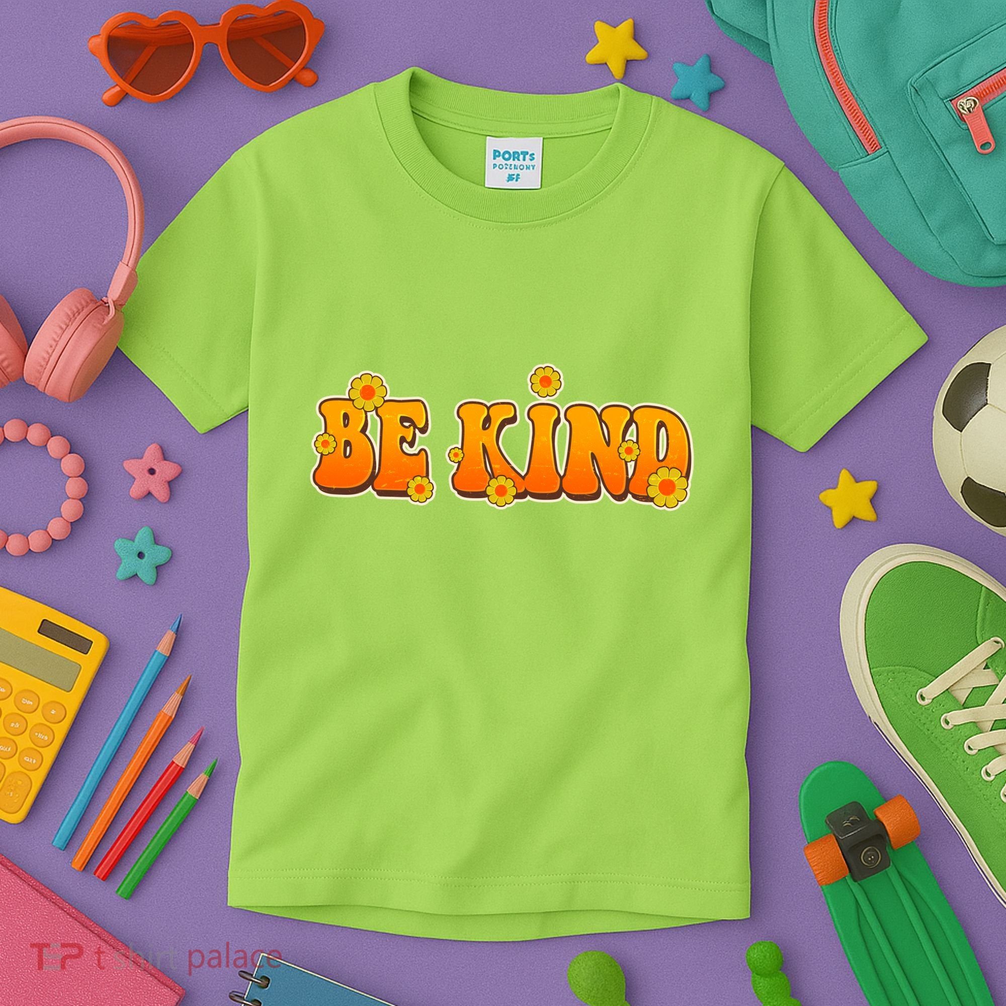 Retro 60s Sixties Flower Power Be Kind Wear Orange Kids T-Shirt
