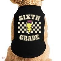 Retro 6th Sixth Grade Teacher Lightning Bolt Pencil Teacher Doggie Tank thumb 0