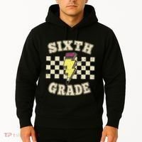 Retro 6th Sixth Grade Teacher Lightning Bolt Pencil Teacher Hoodie thumb 2