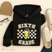 Retro 6th Sixth Grade Teacher Lightning Bolt Pencil Teacher Hoodie thumb 4