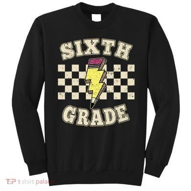 Retro 6th Sixth Grade Teacher Lightning Bolt Pencil Teacher Sweatshirt