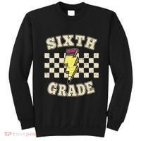 Retro 6th Sixth Grade Teacher Lightning Bolt Pencil Teacher Sweatshirt thumb 0