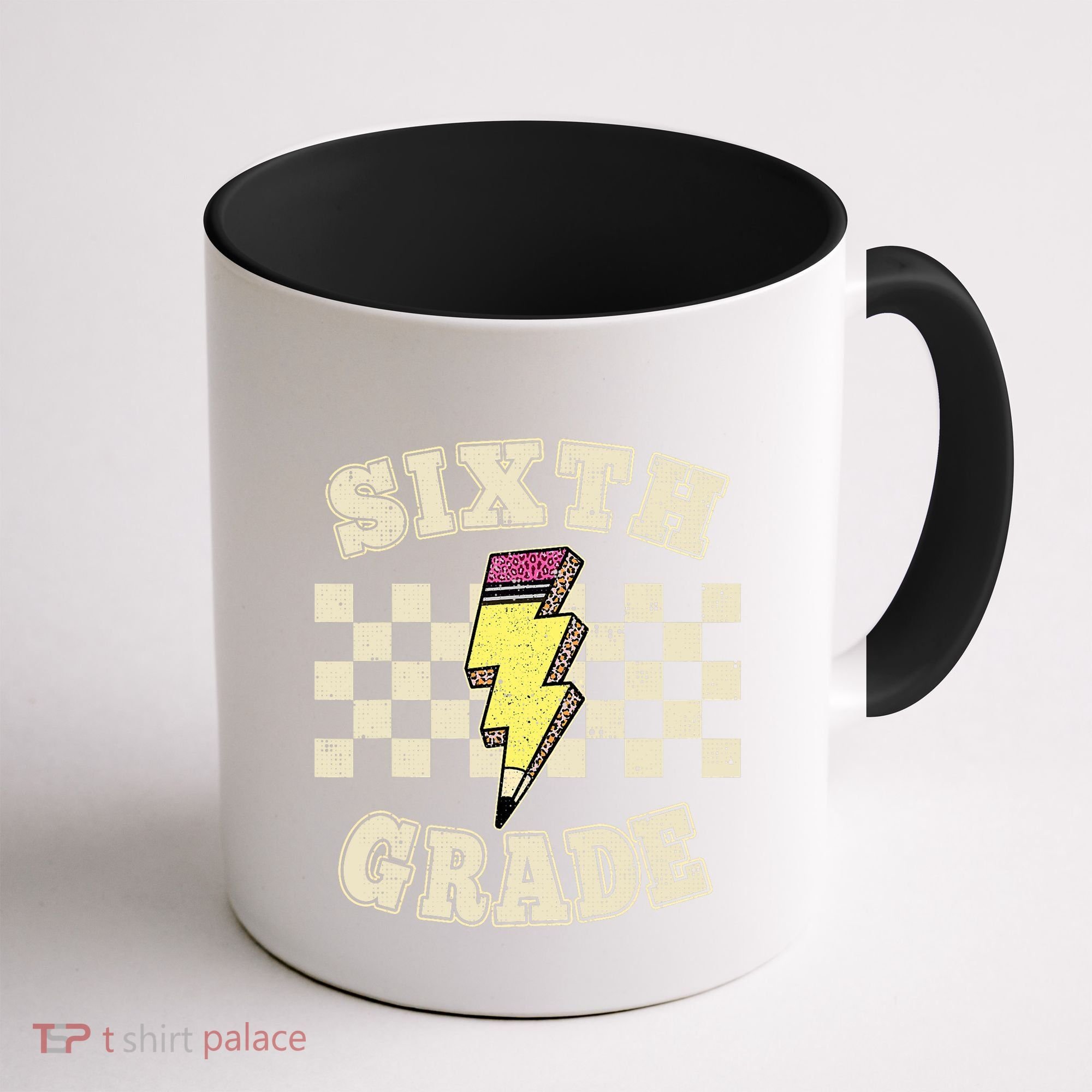 Retro 6th Sixth Grade Teacher Lightning Bolt Pencil Teacher Coffee Mug