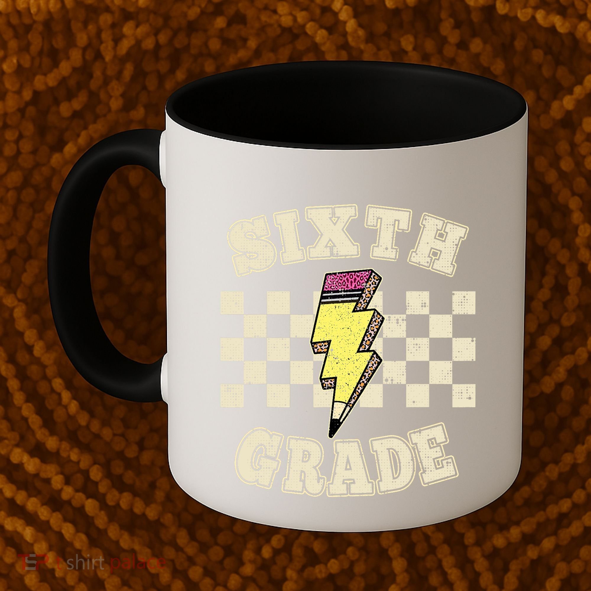 Retro 6th Sixth Grade Teacher Lightning Bolt Pencil Teacher Coffee Mug