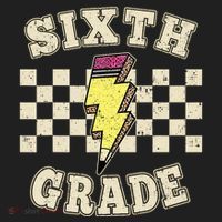 Retro 6th Sixth Grade Teacher Lightning Bolt Pencil Teacher Beanie thumb 2