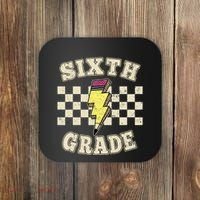 Retro 6th Sixth Grade Teacher Lightning Bolt Pencil Teacher Coaster thumb 0