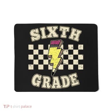 Retro 6th Sixth Grade Teacher Lightning Bolt Pencil Teacher Mousepad