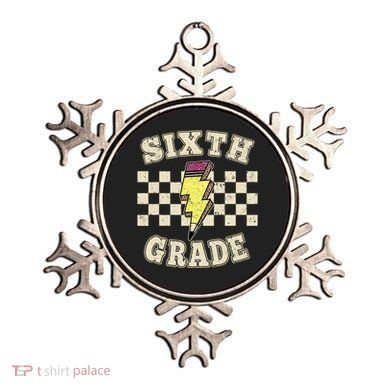 Retro 6th Sixth Grade Teacher Lightning Bolt Pencil Teacher Ornament
