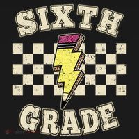 Retro 6th Sixth Grade Teacher Lightning Bolt Pencil Teacher Baby Bodysuit thumb 2