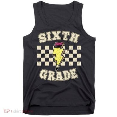 Retro 6th Sixth Grade Teacher Lightning Bolt Pencil Teacher Tank Top