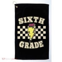 Retro 6th Sixth Grade Teacher Lightning Bolt Pencil Teacher Golf Towel thumb 0