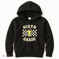 Retro 6th Sixth Grade Teacher Lightning Bolt Pencil Teacher Kids Hoodie thumb 0