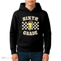 Retro 6th Sixth Grade Teacher Lightning Bolt Pencil Teacher Kids Hoodie thumb 4