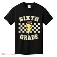 Retro 6th Sixth Grade Teacher Lightning Bolt Pencil Teacher Kids T-Shirt thumb 0