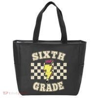 Retro 6th Sixth Grade Teacher Lightning Bolt Pencil Teacher Tote Bag thumb 0