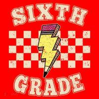 Retro 6th Sixth Grade Teacher Lightning Bolt Pencil Teacher Santa Hat thumb 1