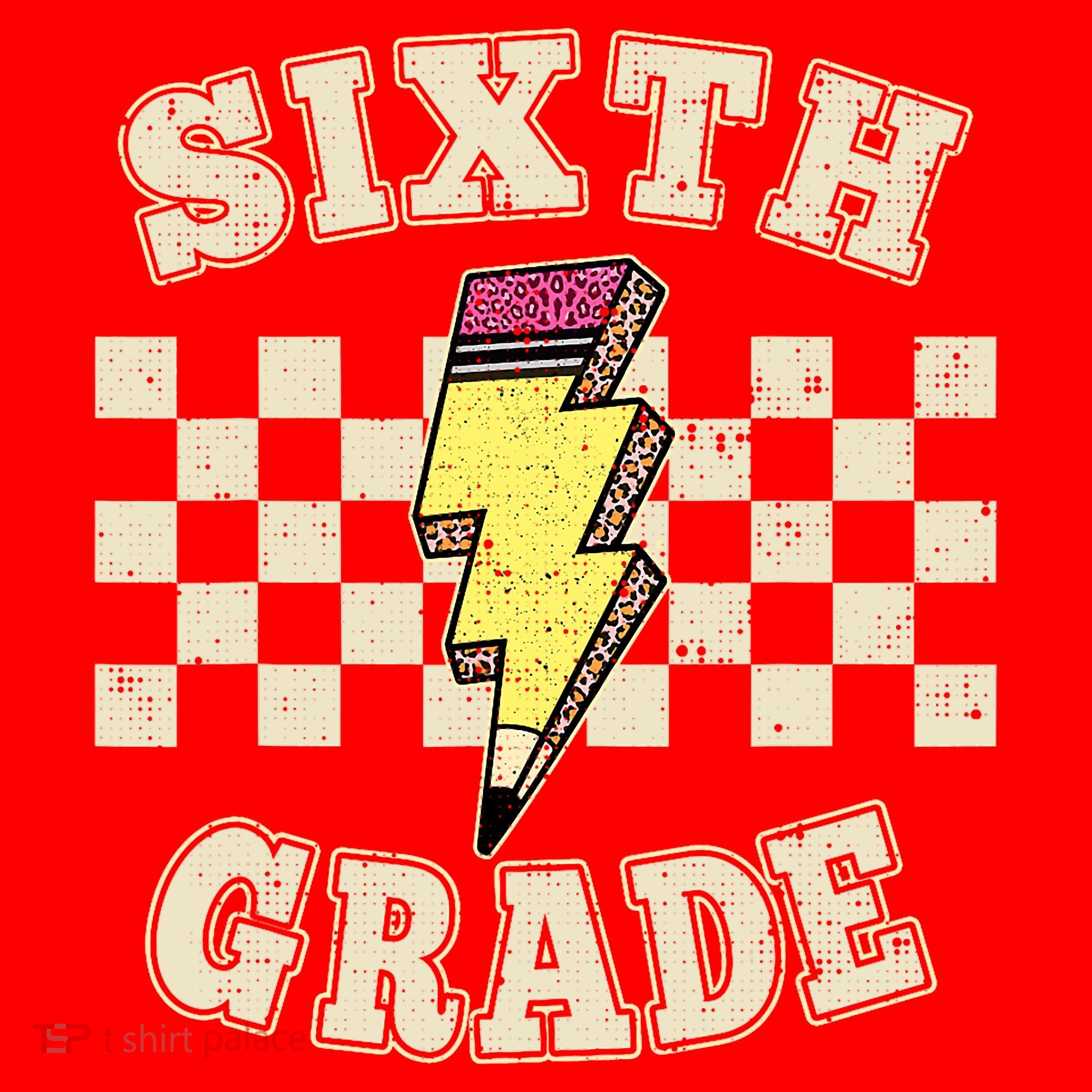 Retro 6th Sixth Grade Teacher Lightning Bolt Pencil Teacher Santa Hat