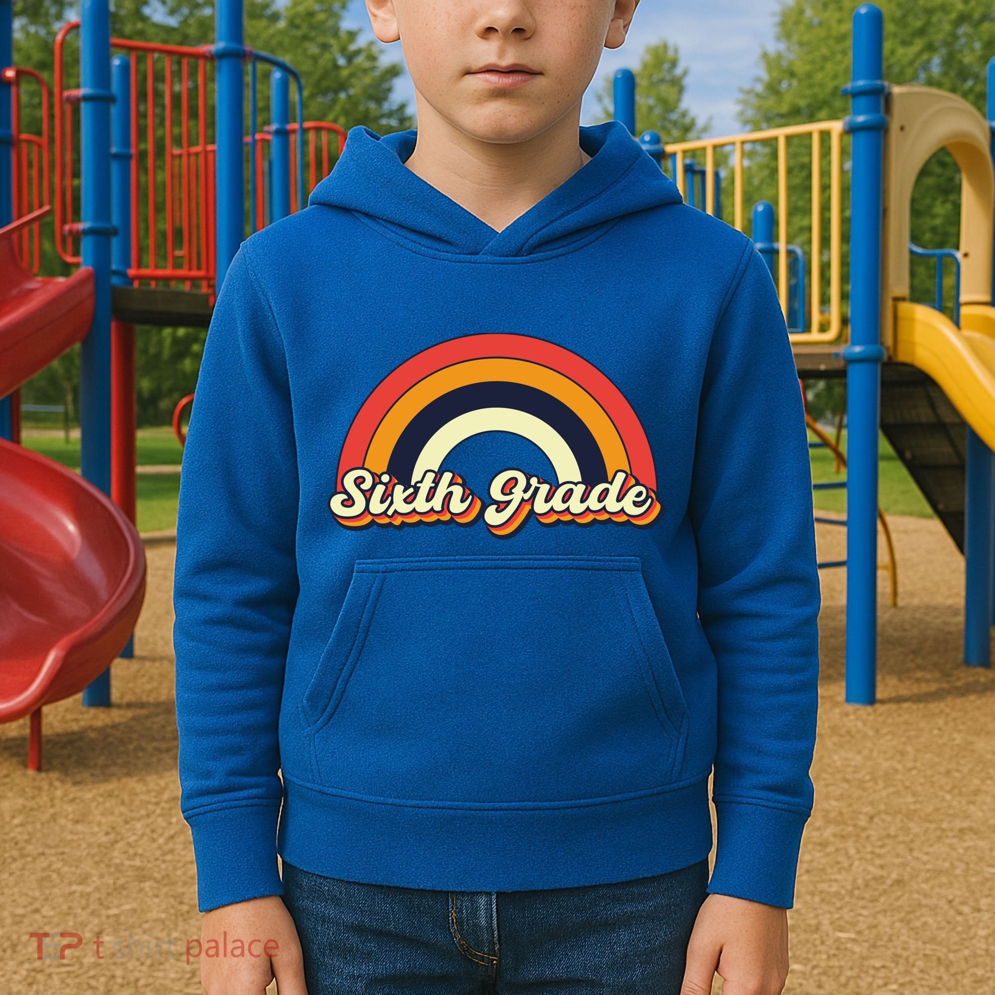 Retro 6Th Sixth Grade Squad Teacher Team 6Th Grade Funny Gift Kids Hoodie