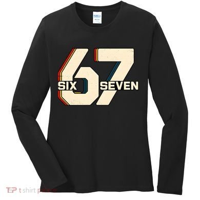 Retro 67 Six Seven Meme 6-7 Vintage Women's Long Sleeve Shirt