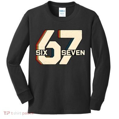 Retro 67 Six Seven Meme 6-7 Vintage Kids Long Sleeve Shirt