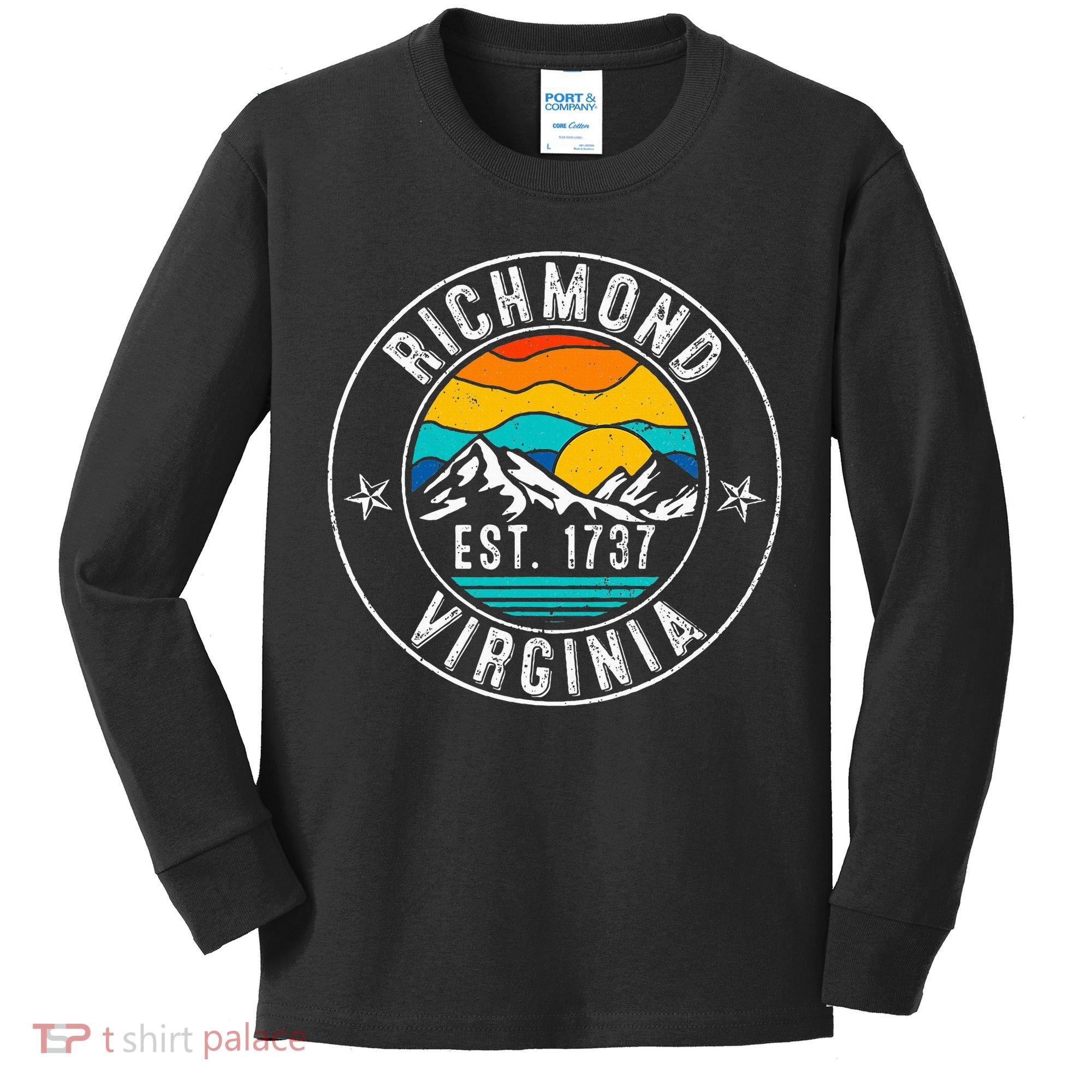 Retro 70s 80s Richmond Virginia Va Kids Long Sleeve Shirt